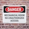 Signmission Mechanical Room No Unauthorized Access Danger Sign, Plastic, 10in W x 7in L, 2PK OS-2PACK-DS-P-710-L-1675 - alternate 4